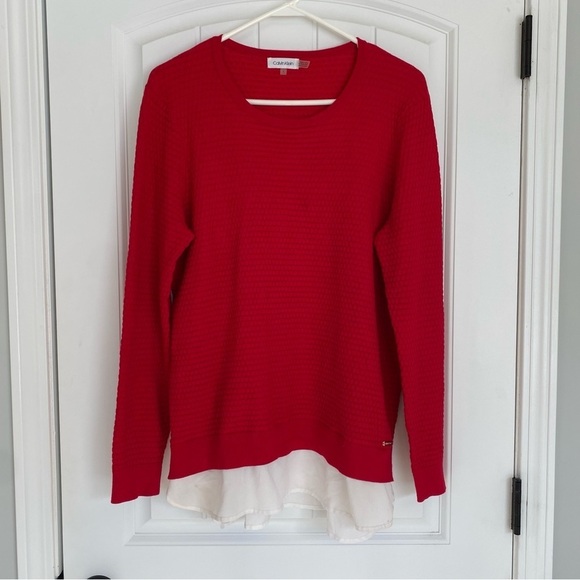 Calvin Klein Tops - Calvin Klein Women’s Red Scoop Neck Long Sleeve Top Size Large